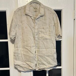 Madewell Cream Floral Casual Button Down Shirt